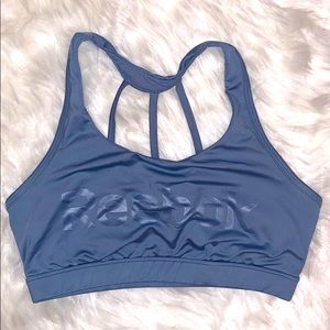 Reebok Light Blue Padded Sports Bra Strappy Back